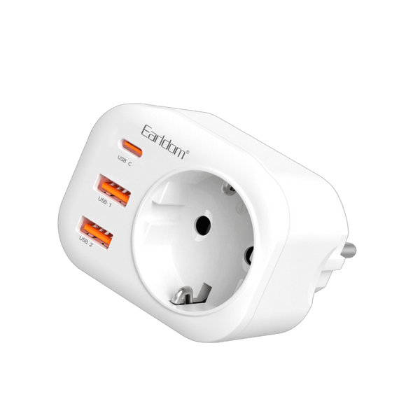 Earldom Power Strip with 2 USB-A and 1 USB-C Ports (EU Plug)