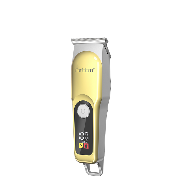 Earldom Professional Hair Clipper – Stainless Steel Body, 600mAh Battery, 120-Minute Runtime, 4 Comb Guides – Gold