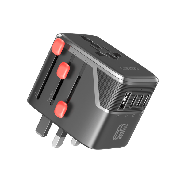 Earldom Universal Travel Adapter  – 65W PD Fast Charging with 1 USB and 3 USB-C Ports
