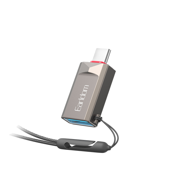 Earldom USB-C OTG Adapter – Zinc Alloy, Built-in Lanyard, USB 2.0, for Android, iPhone 15/16, Tablets