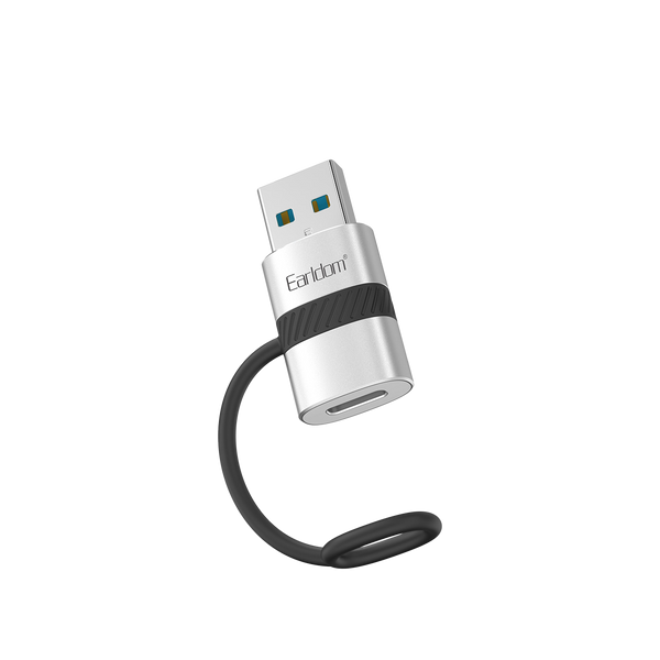 Earldom USB-C to USB-A Adapter – Aluminum Alloy, Built-in Lanyard, USB 3.0, for Cables, Chargers, Peripherals
