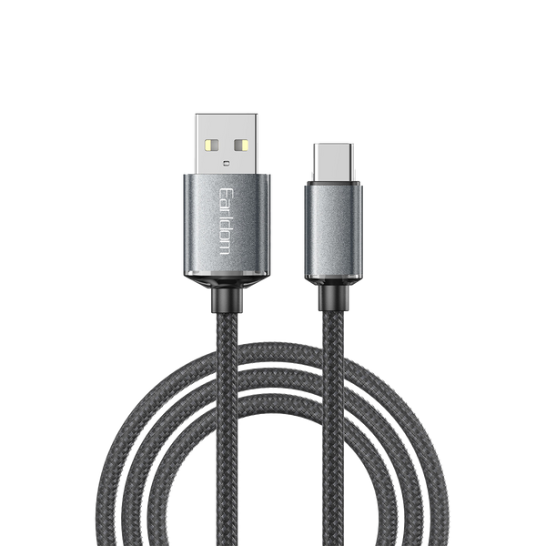Earldom USB-C to USB-C/Lighting Cable – 100W PD with Digital Wattage Display, 48-Strand Braided, Data Sync