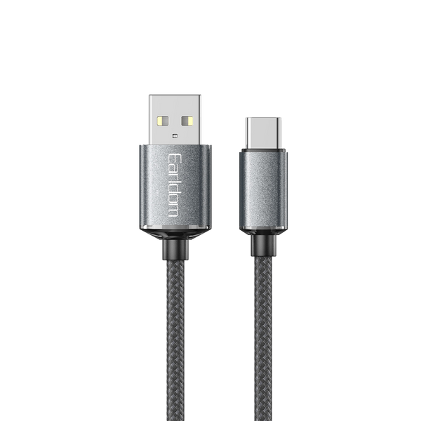 Earldom USB to USB-C/Lighting Charging Cable – 1.2M, 3A Fast Charging, Braided Nylon, Data Sync for Android, iPhone 15/16 – Black