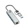 Earldom 2-in-1 USB 3.0 & Type-C Hub – 3 USB Ports + 100Mbps Ethernet, Aluminum Alloy, Plug & Play for Laptops