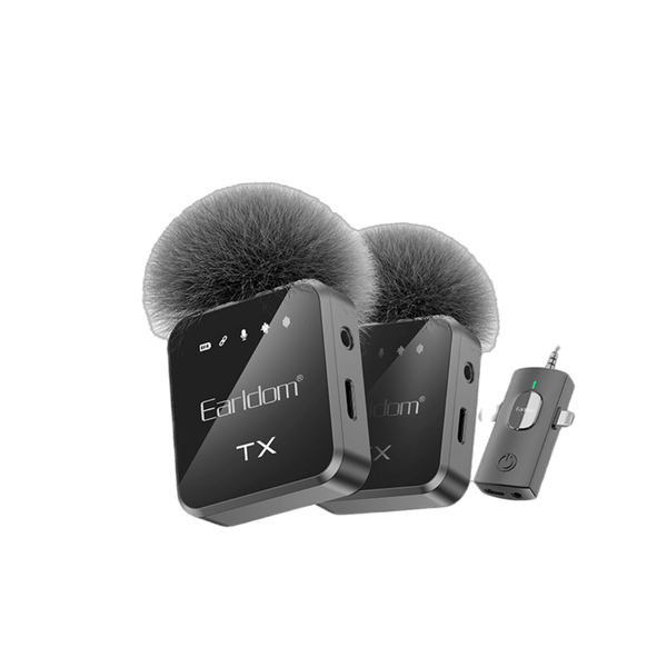 Earldom Professional Wireless Microphone System – Dual Mic with Charging Case, 600mAh Battery, 3 Modes (Original/Noise Reduction/Reverb)