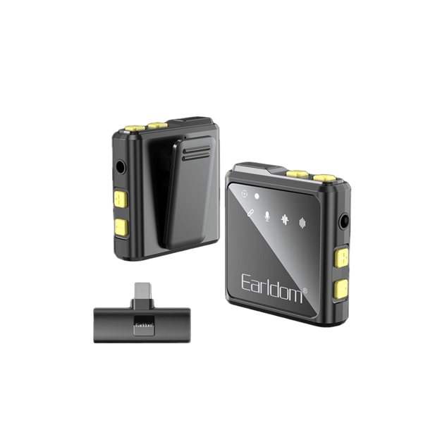 Earldom Wireless Lavalier Microphone – USB-C, 11H Battery, Noise Reduction + Reverb, Plug & Play for Android & Type-C